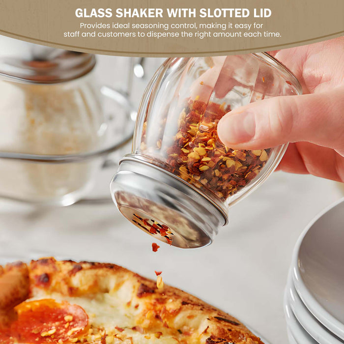 OCS Parts 2-Pack 3.5-Inch Glass Shakers with Chrome-Plated Slotted Lids