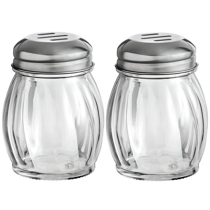 OCS Parts 2-Pack 3.5-Inch Glass Shakers with Chrome-Plated Slotted Lids