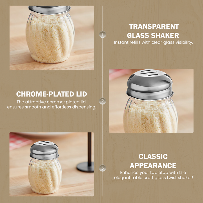 OCS Parts 2-Pack 3.5-Inch Glass Shakers with Chrome-Plated Slotted Lids