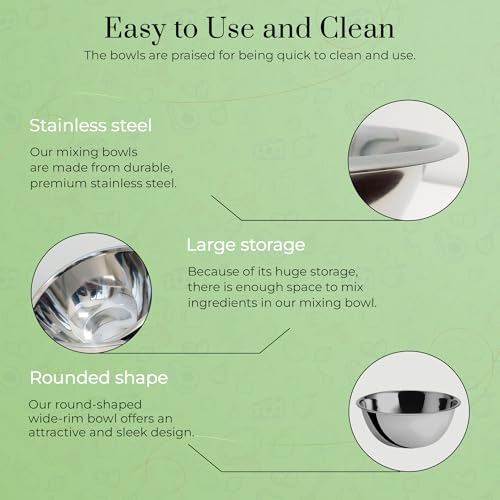 OCS Parts 2-Pack 8 Quart Mixing Bowls | 13.25-Inch Stainless Steel Bowls
