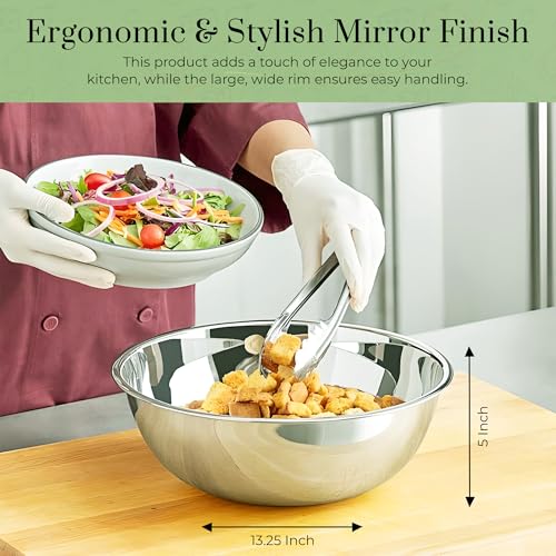 OCS Parts 2-Pack 8 Quart Mixing Bowls | 13.25-Inch Stainless Steel Bowls