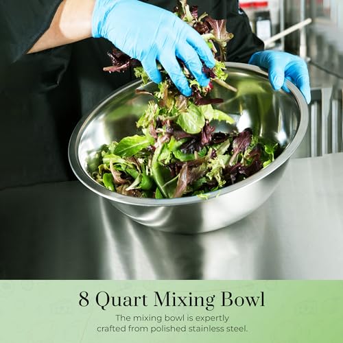 OCS Parts 2-Pack 8 Quart Mixing Bowls | 13.25-Inch Stainless Steel Bowls