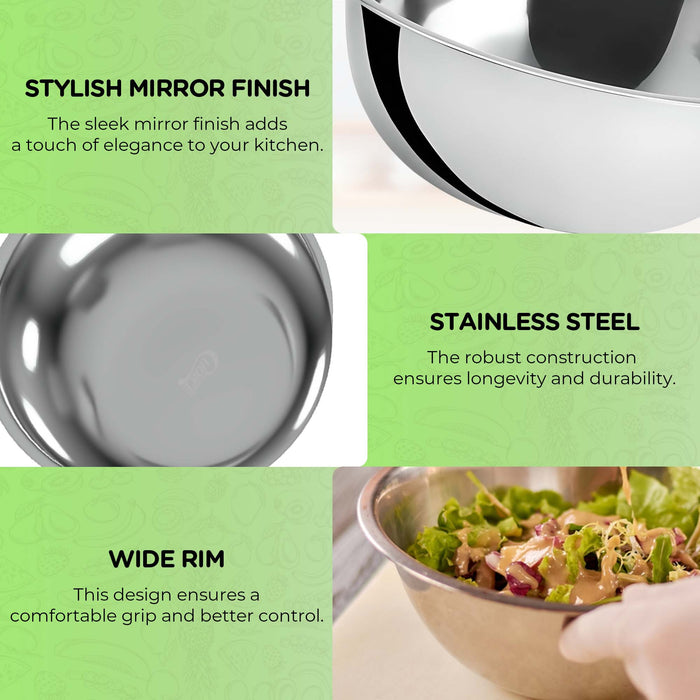 OCS Parts 2-Pack 3 Quart Mixing Bowls | 9.75-Inch Stainless Steel