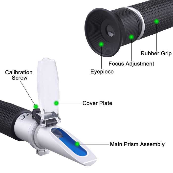 Handheld Brix Refractometer, 0–32% Brix, ATC with Case