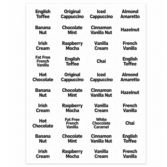 WC-39107-02 Equivalent Canister Flavor Labels