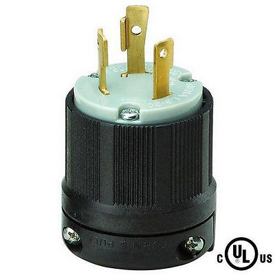 L6-30 Grounding Male Plug with External Cord Grip