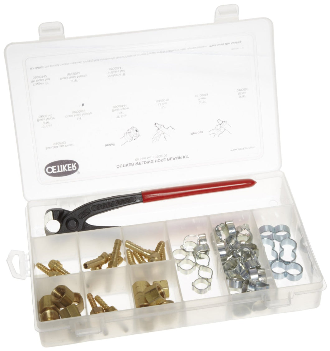 18500106 Welding Hose Repair Kit (2-Ear & Twin clamps, brass fittings & standard pincers)