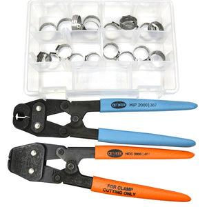 20 Clamps - I.D. Range of 17 mm to 21 mm (with Compound Side Jaw Pincer & Clamp Cutter)