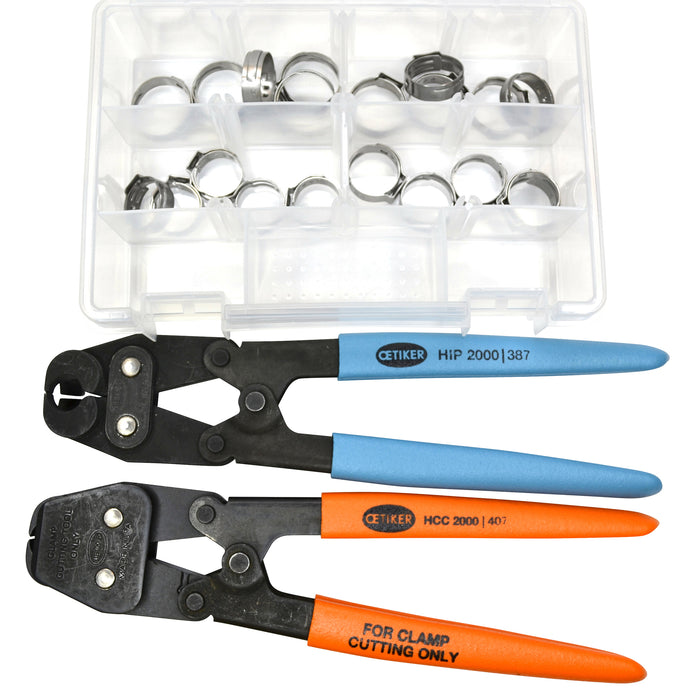 20 Clamps - I.D. Range of 17 mm to 21 mm (with Compound Side Jaw Pincer & Clamp Cutter)