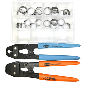 20 Clamps - I.D. Range 17 mm to 21 mm with Compound Standard Jaw Pincer & Clamp Cutter