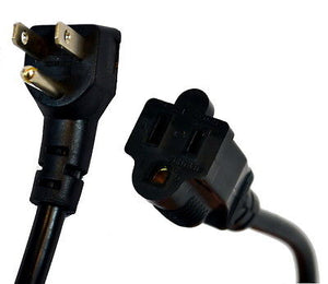 9' 16/3 NEMA 5-15P (Right Angle Plug) to NEMA 5-15 Connector (Female) Power Cord